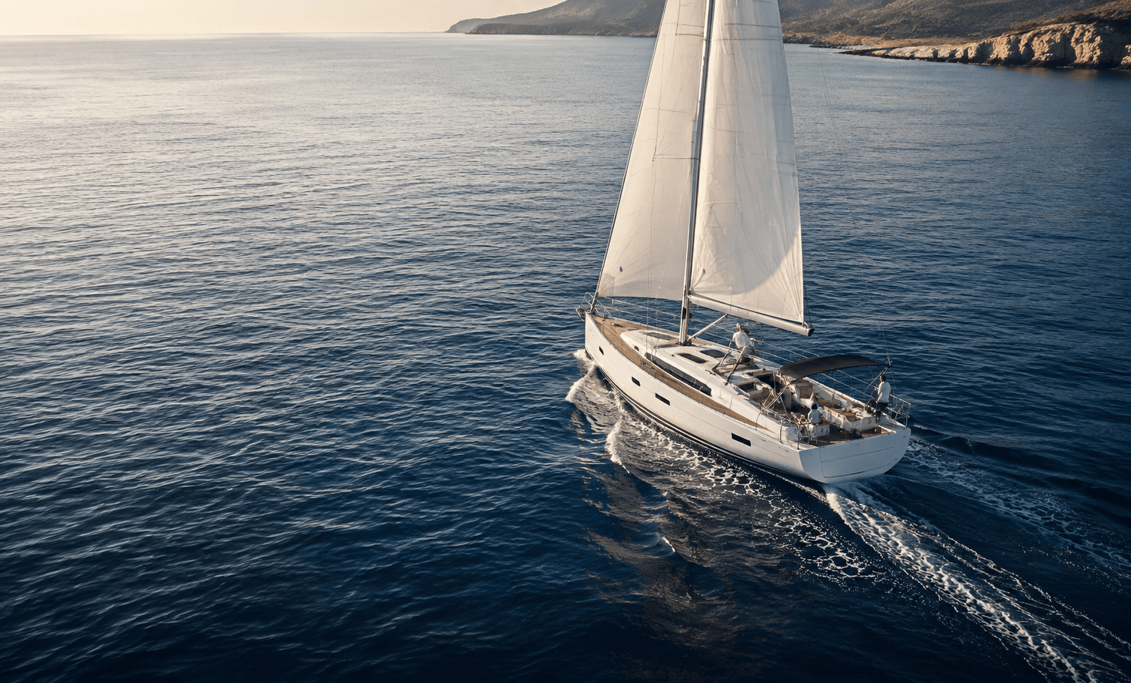 Sailing yacht crossing the Aegean Sea